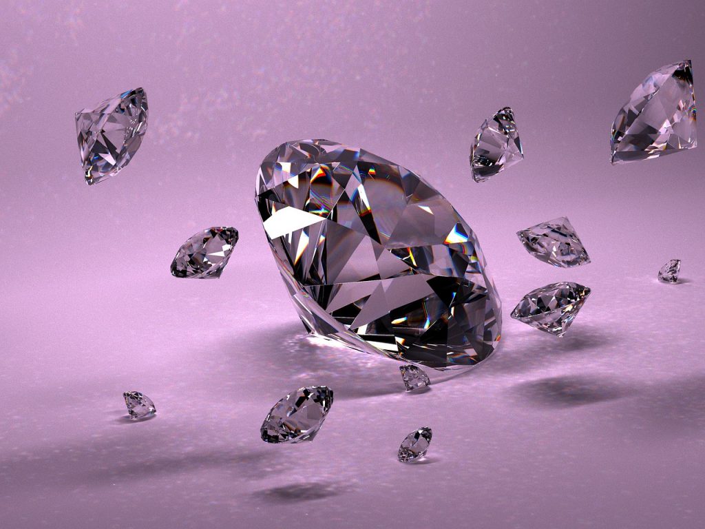 diamanter i forskellige størrelser